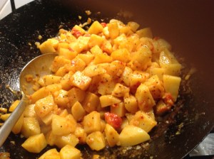 Cooking the potato curry