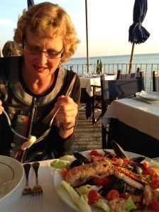 Sandra enjoying her dinner at the Belforte